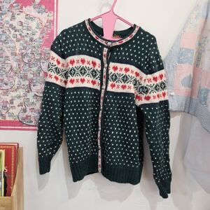 Vintage Wool Eddie Bauer Women's Green Patterned Sweater